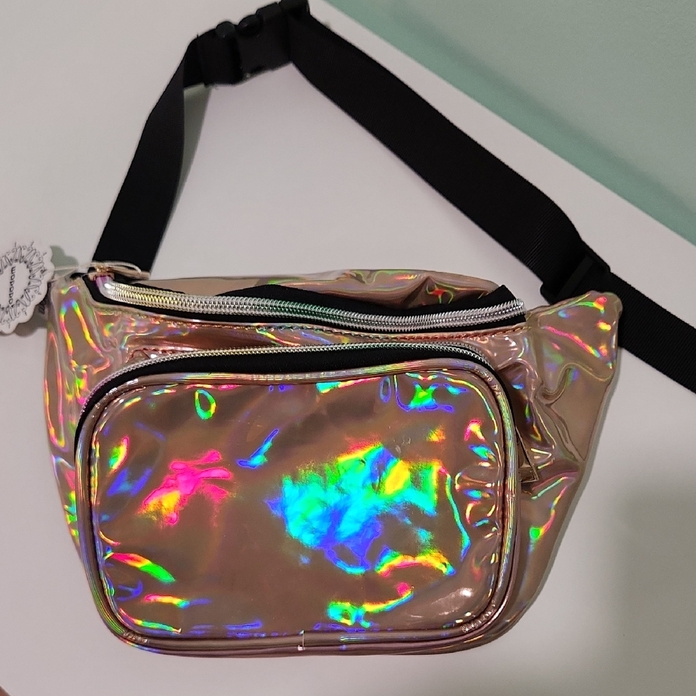 Iridescent holographoc Fanny Pack/ Cross Body